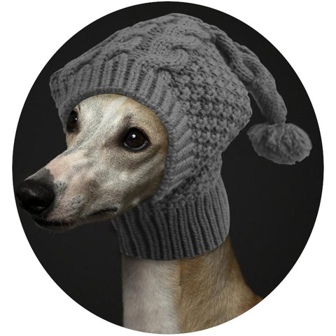Size Grey Whimsical Knit Dog Hat With Pom Cozy Winter Pet Beanie & Snood Dog Clothing & Shoes