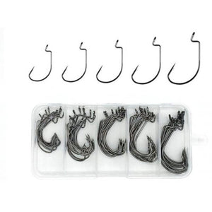 High Carbon Steel Fishing Crank Hook Worm Pesca For Soft Bait In Box Black