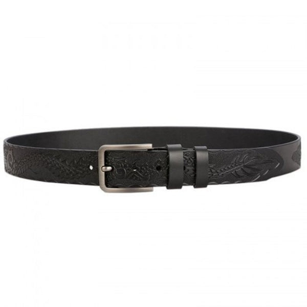 High End Dragon Craft Leather Men's Personality Belt Black 115Cm Belts