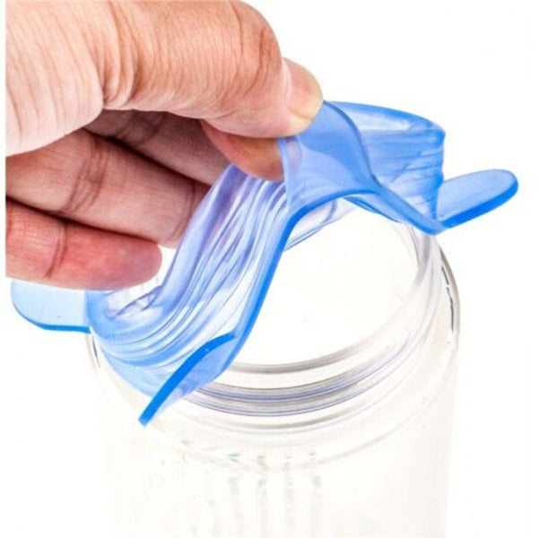 6 Pcs Silicone Stretchable Lid Durable Expandable Food Saver Cover Sky Blue Cling Film Foil & Food Wraps