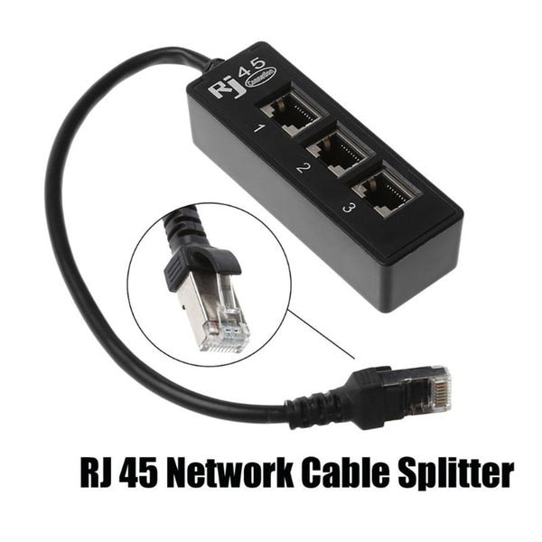 High Quality Lan Ethernet Cable Splitter Network Rj45 1 Male To 3 Female Connector Adapter