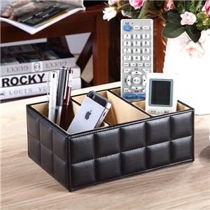 Black Or White Storage Box Pu Leather Desk Organiser Remote Control Holder Storage Boxes