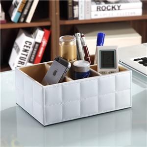 Black Or White Storage Box Pu Leather Desk Organiser Remote Control Holder Storage Boxes