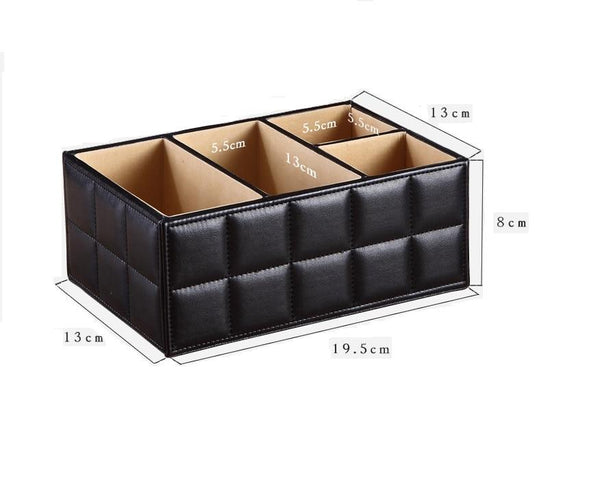 Black Or White Storage Box Pu Leather Desk Organiser Remote Control Holder Storage Boxes
