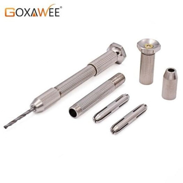 High Quality Mini Micro Aluminum Hand Drill With Keyless Chuck Twist Bit Woodworking Drilling 10Pcs Drill Bits