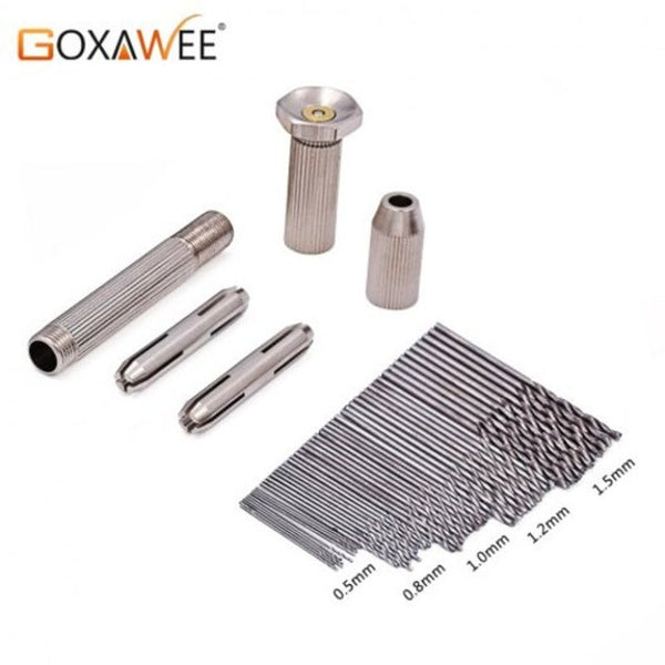 High Quality Mini Micro Aluminum Hand Drill With Keyless Chuck Twist Bit Woodworking Drilling 10Pcs Drill Bits