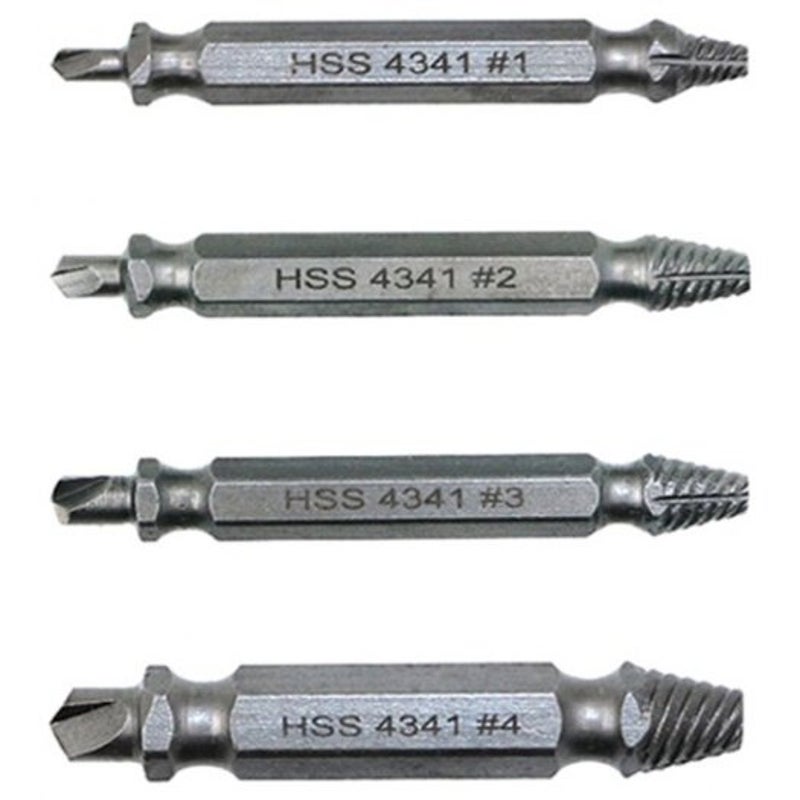 High Speed Steel Broken Stud Spanner 4Pcs Silver Drill Bits