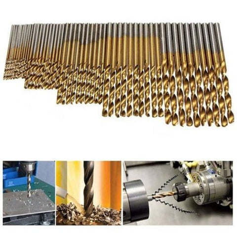 High Speed Steel Plated Titanium Twist Drill 50Pcs Gold