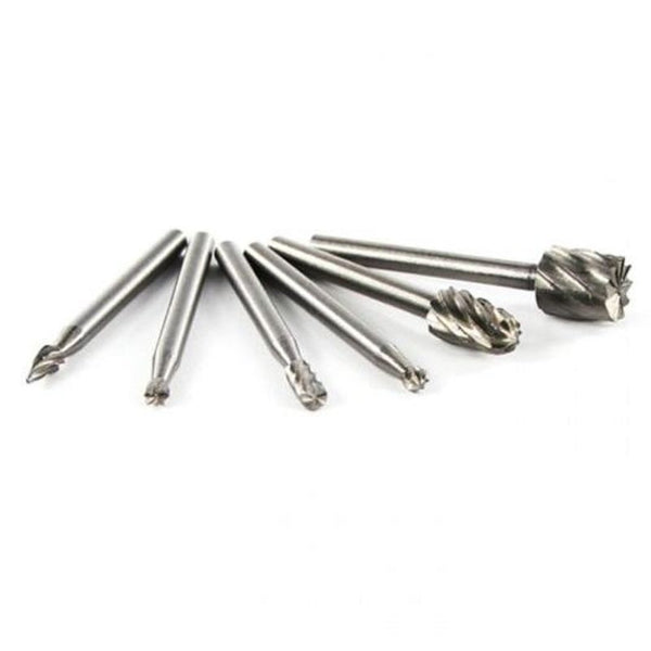High Speed Steel Rotary File Woodworking Engraving Milling Cutter 6Pcs Platinum