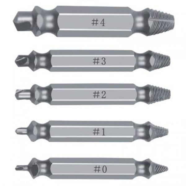High Speed Steel S2 Slotted Damaged Screw Extractor 5Pcs Silver Drill Bits