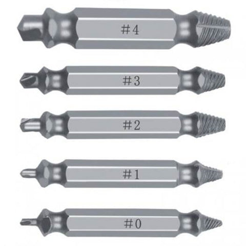 High Speed Steel S2 Slotted Damaged Screw Extractor 5Pcs Silver Drill Bits