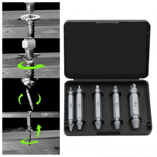 High Speed Steel S2 Slotted Damaged Screw Extractor 5Pcs Silver Drill Bits