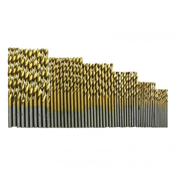 High Speed Steel Titanium Plated Round Handle Twist Drill Gold 60Pcs