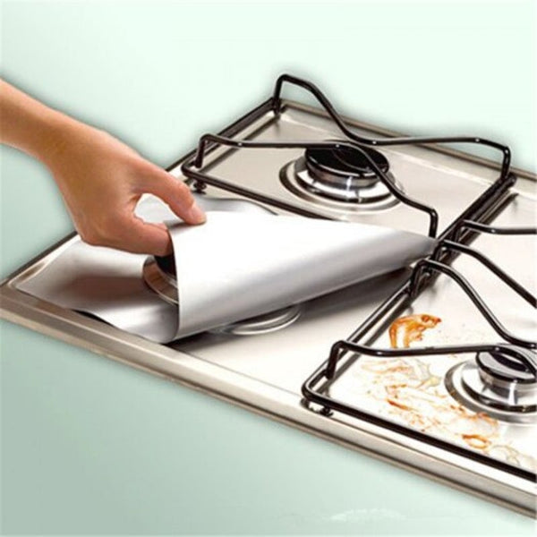High Temperature Resistance Gas Stove Protection Pad 4Pcs Silver