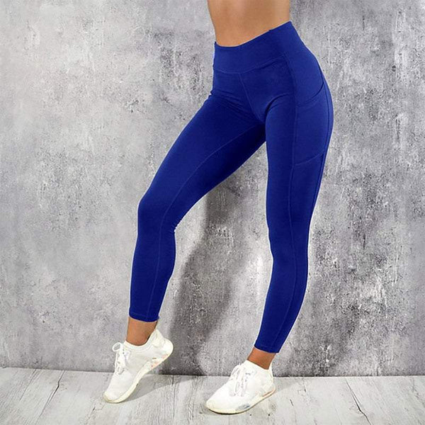 Women's Gym Tights Leggings High Waist With Side Pocket Yoga Fitness Slim Pants