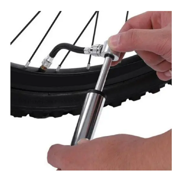 High Pressure Portable Bicycle Pump Silver Pumps