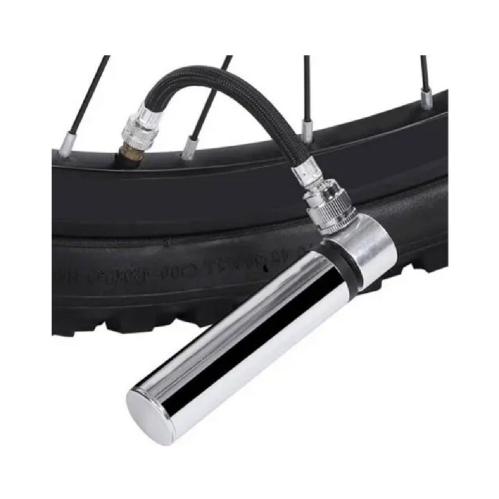 High Pressure Portable Bicycle Pump Silver Pumps