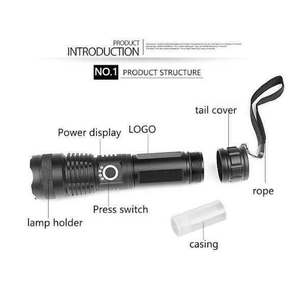 Rechargeable Powerful High Lumens Xhp50 Flashlight Led Torch Torches