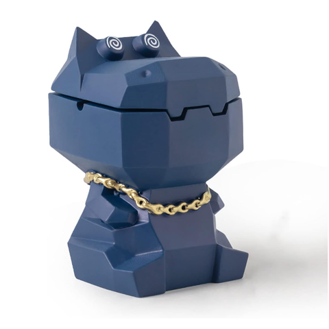 Hippo Ashtray With Lid Stylish Geometric Decor For Home And Office Blue Ashtrays