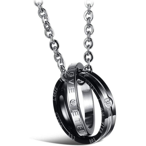 Veile Studios Necklaces His Hers Matching Set Titanium Stainless Steel Couple Pendant One Pair Necklaces & Pendants