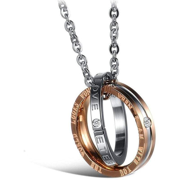 Veile Studios Necklaces His Hers Matching Set Titanium Stainless Steel Couple Pendant One Pair Necklaces & Pendants