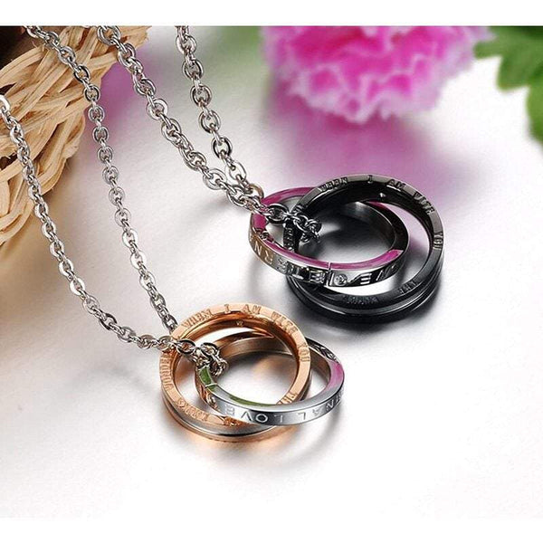 Veile Studios Necklaces His Hers Matching Set Titanium Stainless Steel Couple Pendant One Pair Necklaces & Pendants
