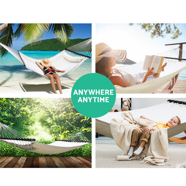 Gardeon Swing Double Hammock Bed Cream Hammocks