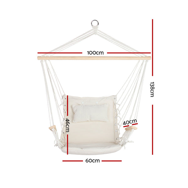 Gardeon Hammock Hanging Swing Chair Cream Swing Seats