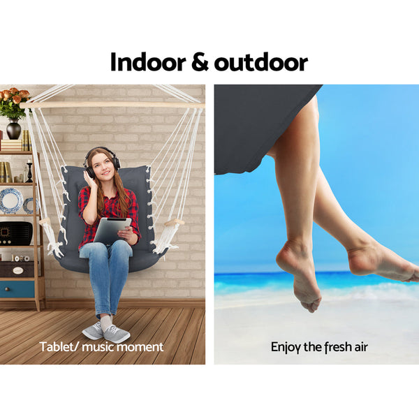 Gardeon Hammock Hanging Swing Chair Grey Swing Seats