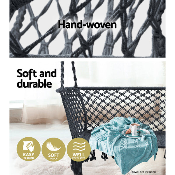 Gardeon Camping Hammock Chair Patio 2 Person Swing Hammocks Double Portable Rope Swing Seats