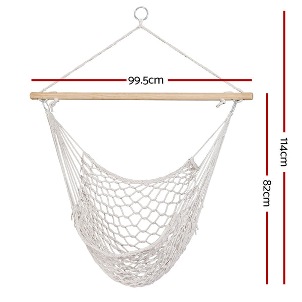 Gardeon Hammock Chair Outdoor Hanging Camping Mesh Indoor Cream Hammocks