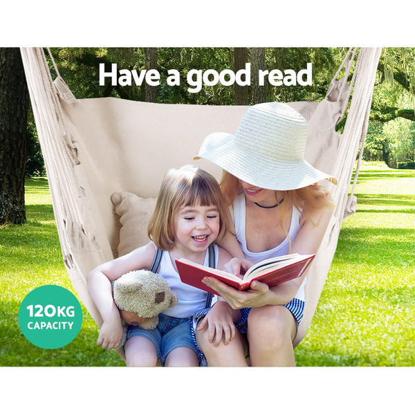 Gardeon Hammock Swing Chair Cream Swing Seats