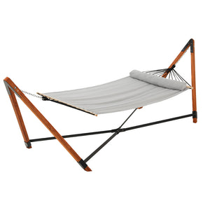 Gardeon Hammock Bed Outdoor Camping Timber With Stand Grey