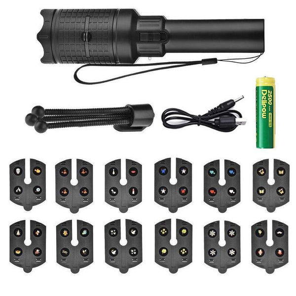 Christmas Flashlight Projection Light Kids Handheld 12 Patterns Flashlights