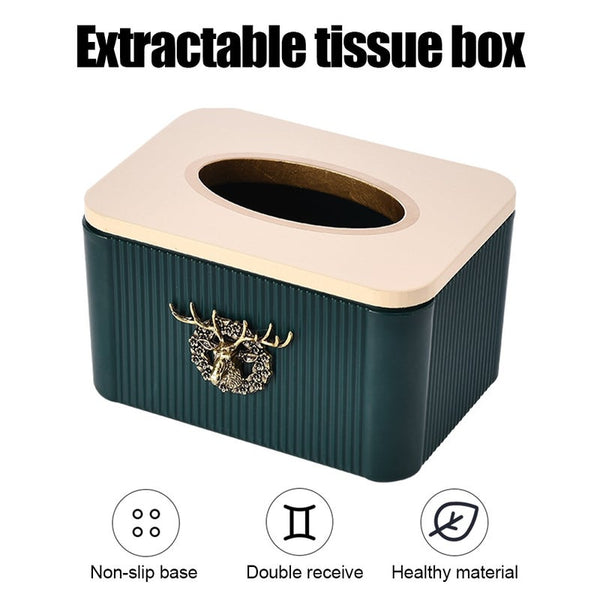 Plastic Tissue Box Paper Storage Case Holder Retro Stereo Deer Head Decor Tissue Box Covers