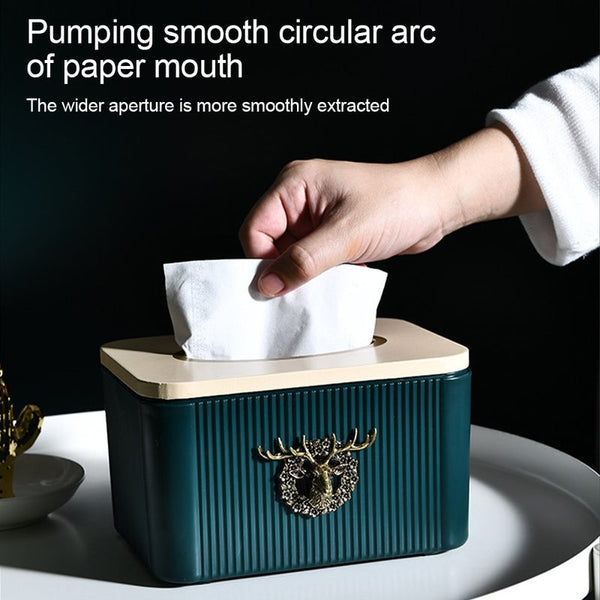 Plastic Tissue Box Paper Storage Case Holder Retro Stereo Deer Head Decor Tissue Box Covers