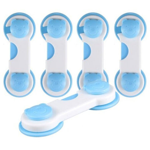 Home Protection Multi Function Bear Plane Child Safety Lock Cabinet / Door 5Pcs Day Sky Blue