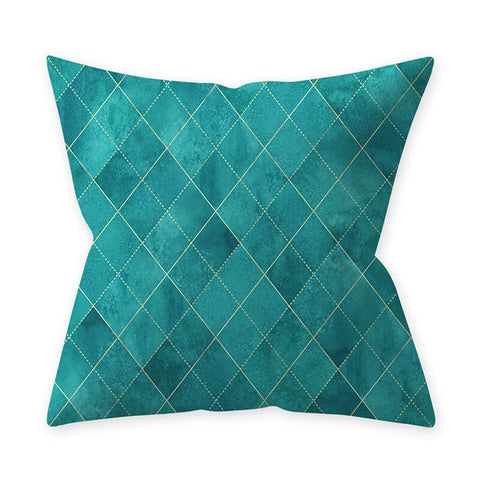 Home Teal Blue Series Printing Throw Pillow Cover For Decoration 1 45X45cm