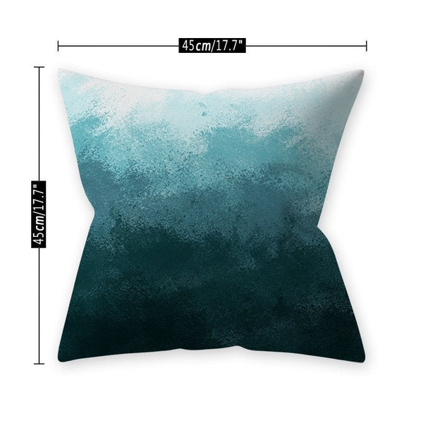 Home Teal Blue Series Printing Throw Pillow Cover For Decoration 45X45cm Cushions & Decorative Pillows