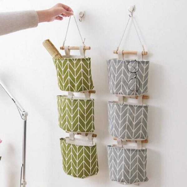 Home Wall Hanging Storage Bag Dormitory Bedroom Closet With Cute Printing Pattern Yellow Storage Bags