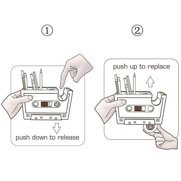 Home Cassette Tape Dispenser Pen Holder Stationery Storage Container Blue Storage Boxes