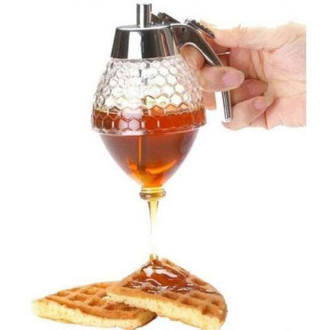 Honey Syrup Dispenser Dripless Glass Pot Vintage Container White Food Storage Containers