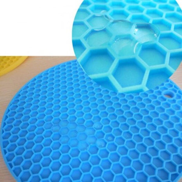 Honeycomb Silicone Pad Round Mat Heat Insulation Day Sky Blue 18180.3Cm