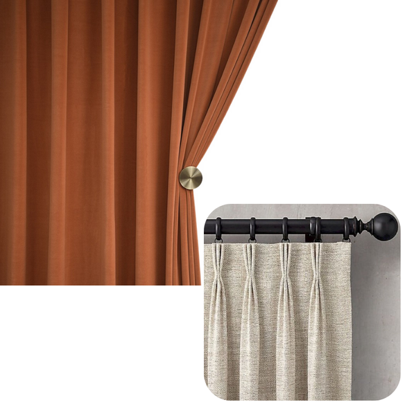 100Cm Orange High Quality Modern Velvet Blackout Curtains For Living Room Bedroom Dining Curtains & Drapes