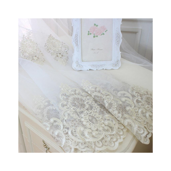 100Cm White Flower Sheer Curtain For Living Room Bedroom Decor Curtains Curtains & Drapes