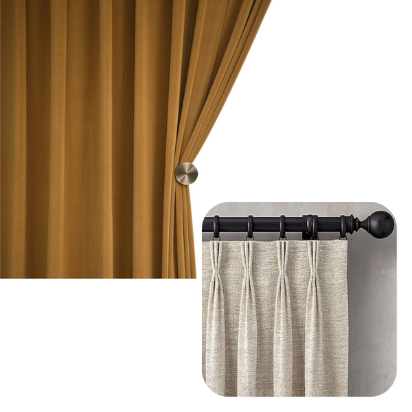 100Cm Mustard High Quality Modern Velvet Blackout Curtains For Living Room Bedroom Dining Curtains & Drapes