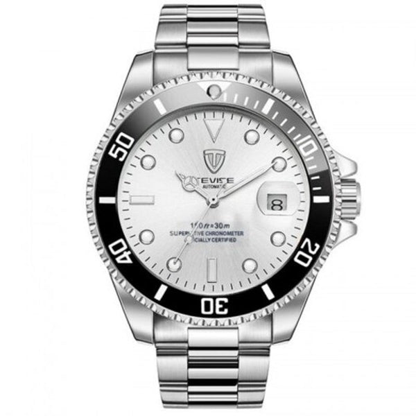 Veile Studios Hot Teviset801a Stainless Steel Strap Men Mechanical Watch With Date Function Silver Watches