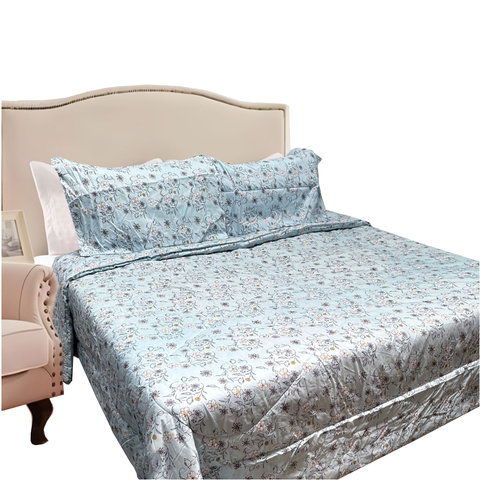Hotel Living 3 Pce Light Weight Comforter Set Queen/King Corbett Floral Blue Comforter Sets Queen
