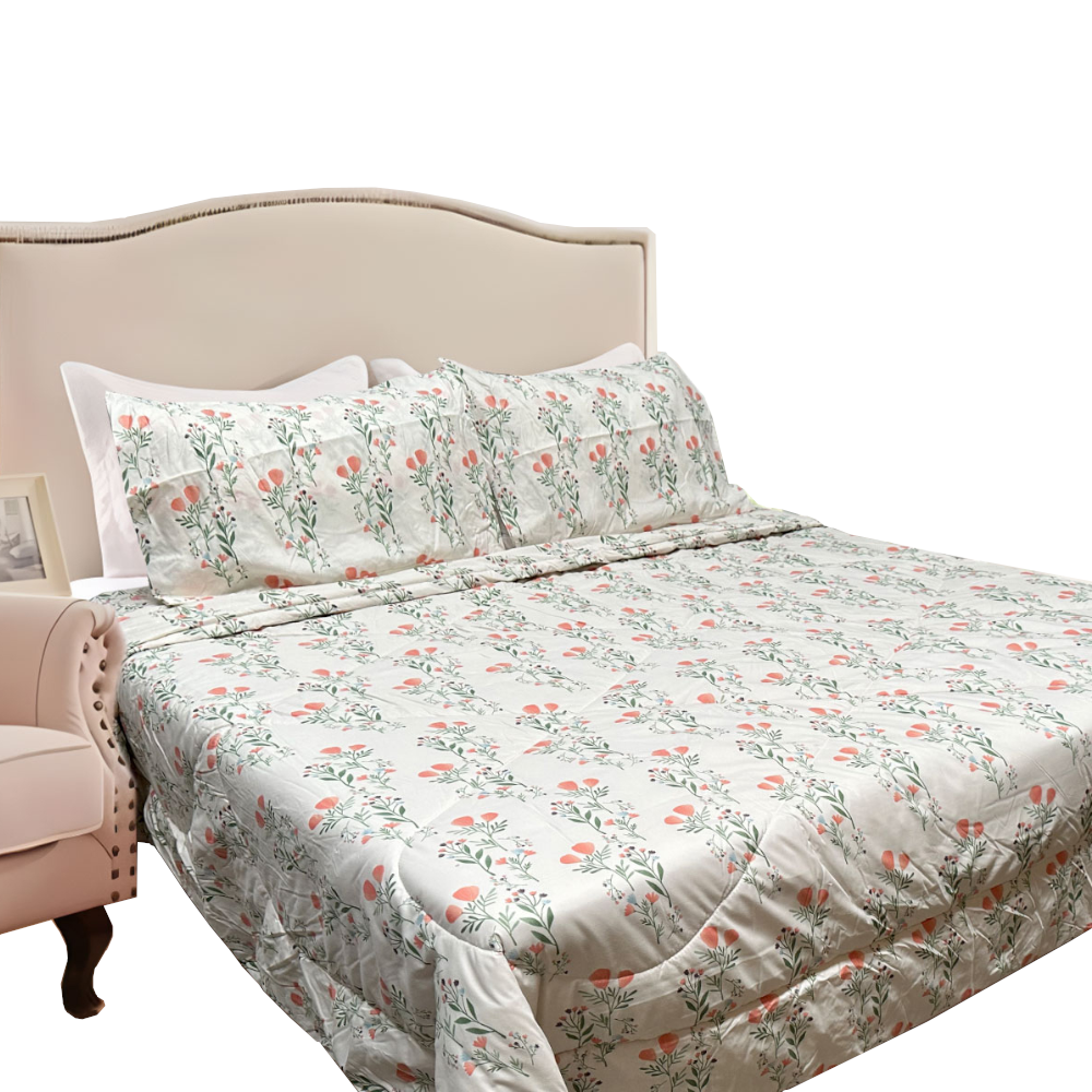 Hotel Living 3 Pce Light Weight Comforter Set Queen/King Corbett Floral Coral Comforter Sets Queen