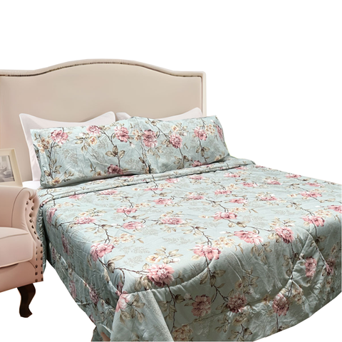 Hotel Living 3 Pce Light Weight Comforter Set Queen/King Corbett Floral Vintage